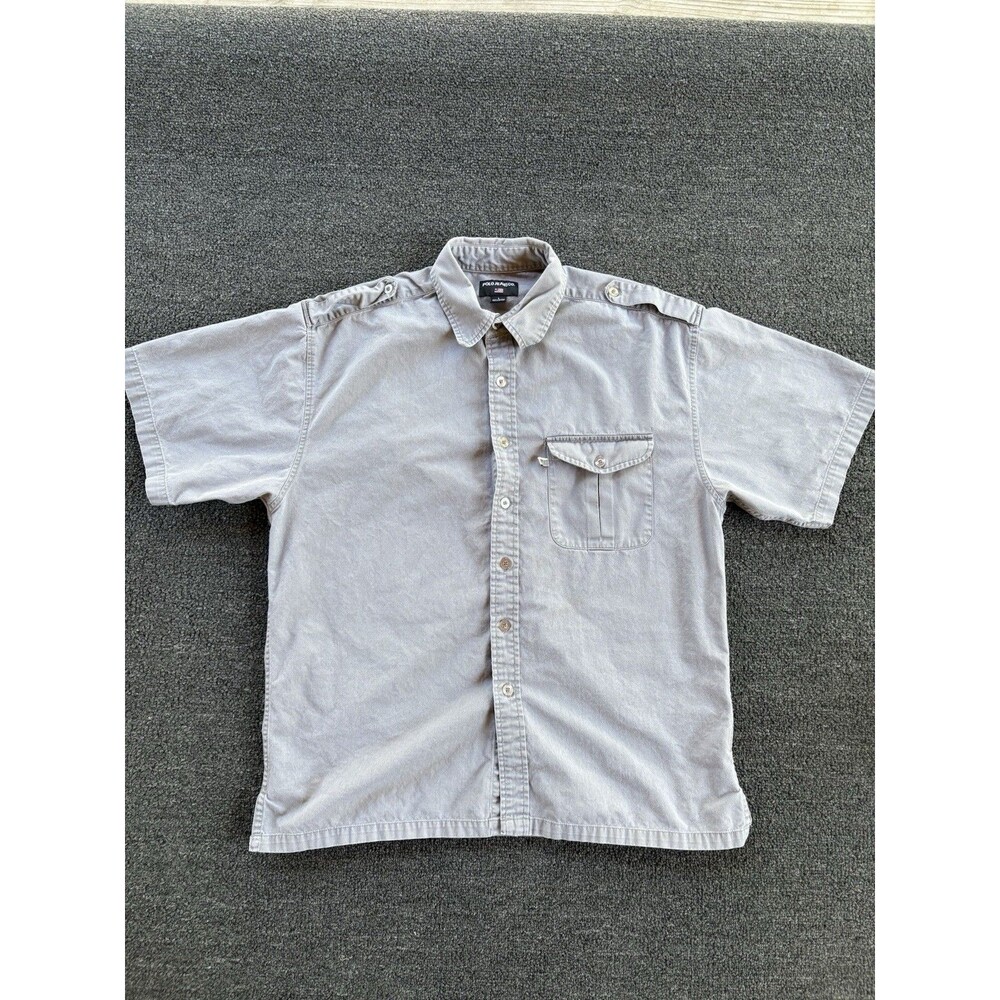 Ralph Lauren Polo Short Sleeve Button Down Shirt Gray Mens Large